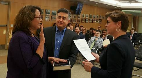 Zur (left) was selected as the chair of the Bergen County Board of Chosen Freeholders.