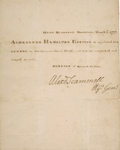 One of Alexander Hamilton's papers up for auction.