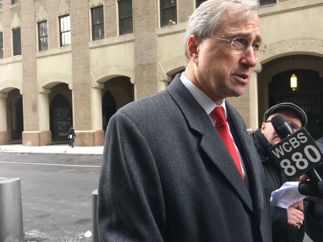 Ed Cox, chairman of the New York State Republican Committee, addresses reporters following Governor Andrew Cuomo's New York City State of the State speech at One World Trade Center.