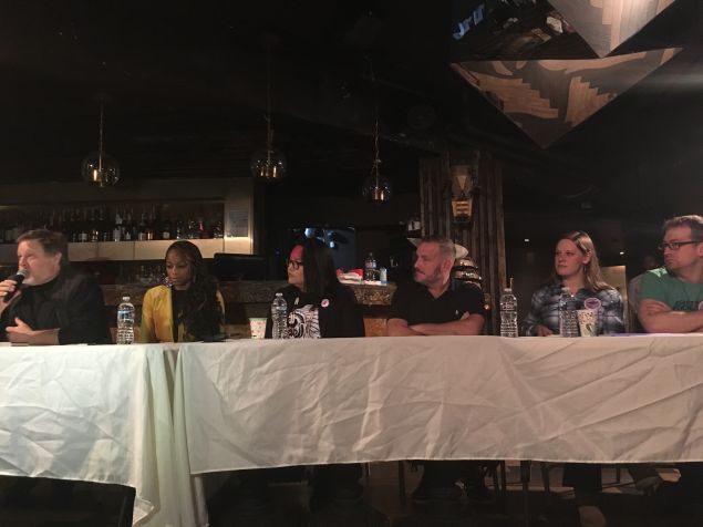 Bernie Sanders delegate and Native American political activist Allison Renville, center, speaks on a panel at the Progressive Unity Summit.