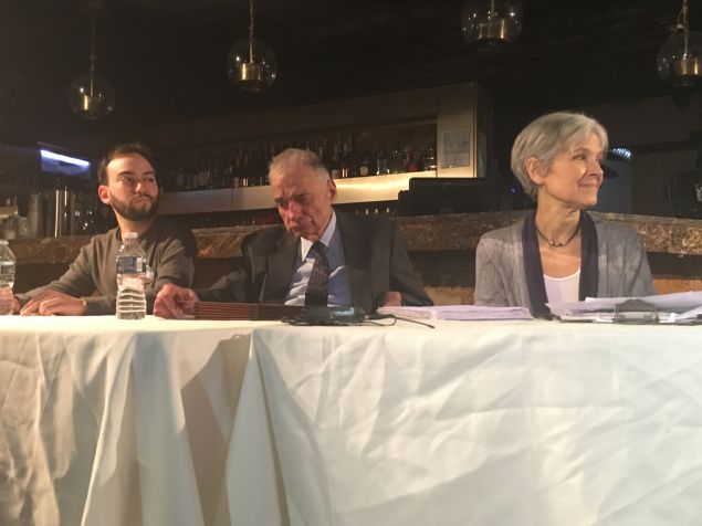 Nick Brana of the Bernie Sanders campaign, five-time presidential candidate Ralph Nader and Dr. Jill Stein, Green Party presidential candidate, speak on a panel at the Progressive Unity Summit.