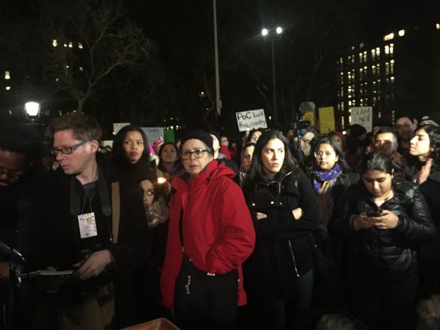 Attendees at the CAIR-NY emergency rally against President Donald Trump's Muslim travel ban.