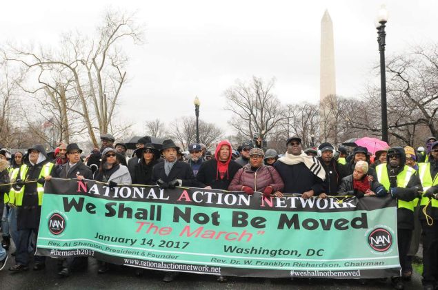 Rev. Al Sharpton leading a march and rally for civil rights in Washington, D.C.