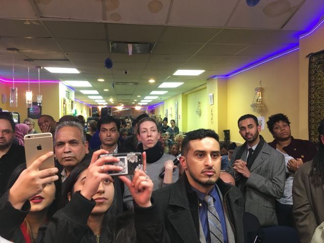 At least 500 people showed up to Brooklyn Congresswoman Yvette Clarke's emergency meeting OK President Trump's Muslim travel ban.