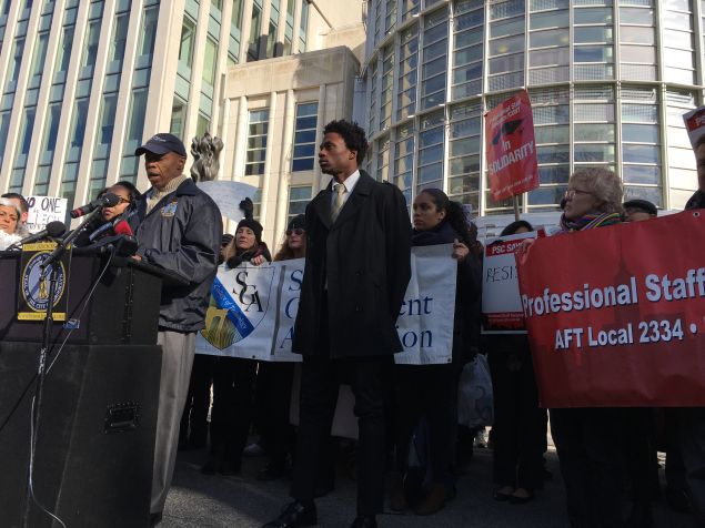 Brooklyn Borough President Eric Adams and CUNY student leaders speak out on behalf of a CUNY Graduate Center being denied reentry into the United States.