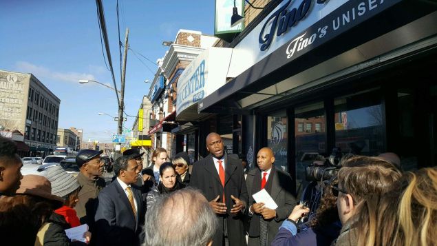 SBS Commissioner Gregg Bishop leads a storefront improvement tour with elected officials in the Rockaway. 