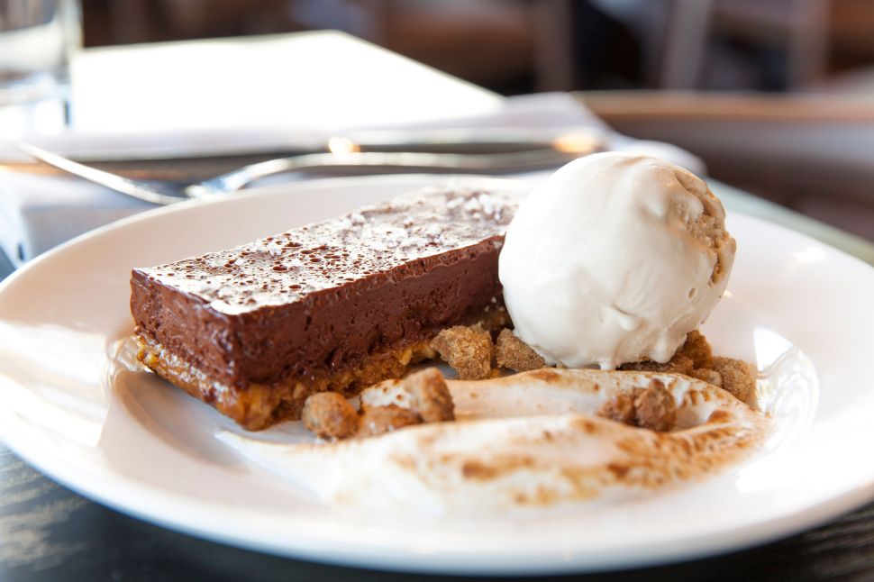 The chocolate bar with a pretzel crust at Margo's is salty-sweet goodness.