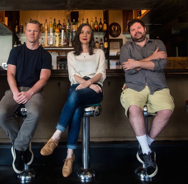 Programmers of The Nitehawk Cinema in Brooklyn (l to r): John Woods, Carolyn Coleman and Max Cavanaugh.