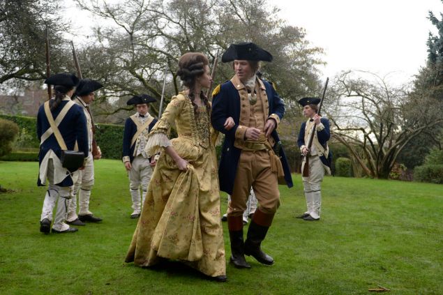 Annie Young as Peggy and Damian O'Hare as George Washington.