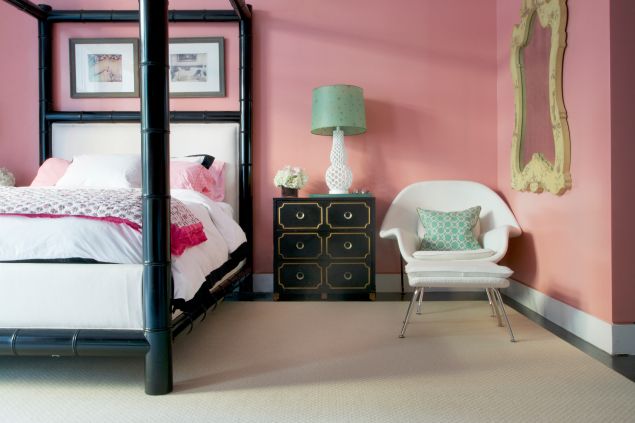 A pink wall in Bikoff's home.