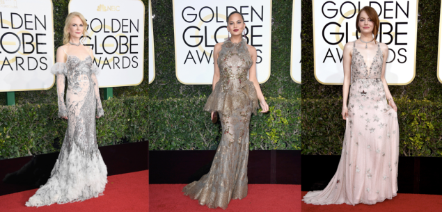 Nicole Kidman in Alexander McQueen, Chrissy Teigen in Marchesa, Emma Stone in Valentino.