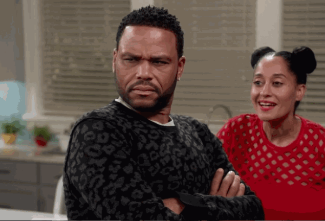 Anthony Anderson and Tracee Ellis Ross in Blackish.