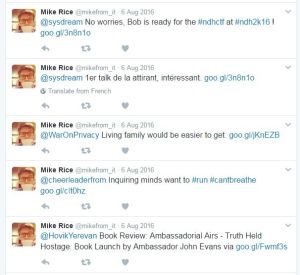 The Twitter account delivering SNAP_R's test attacks, @mikefrom_it.