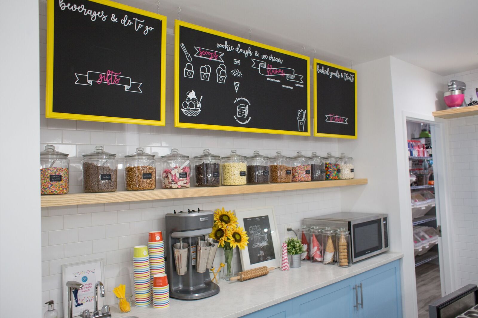 Like a fro-yo spot, there's a toppings wall.