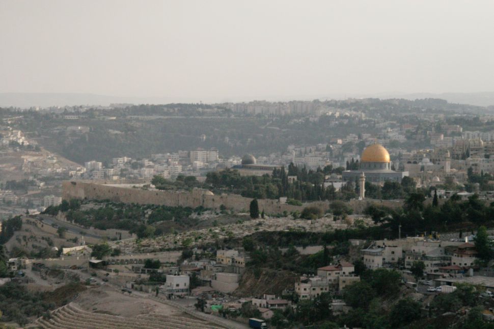 The view of the Old City of Jerusalem from Mount Scopus.