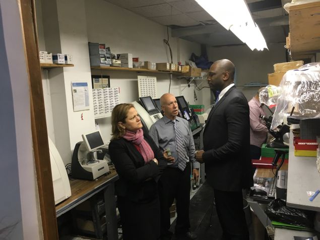 Small Business Services Commissioner Gregg Bishop and City Council Speaker Melissa Mark-Viverito visiting a small business in East Harlem.
