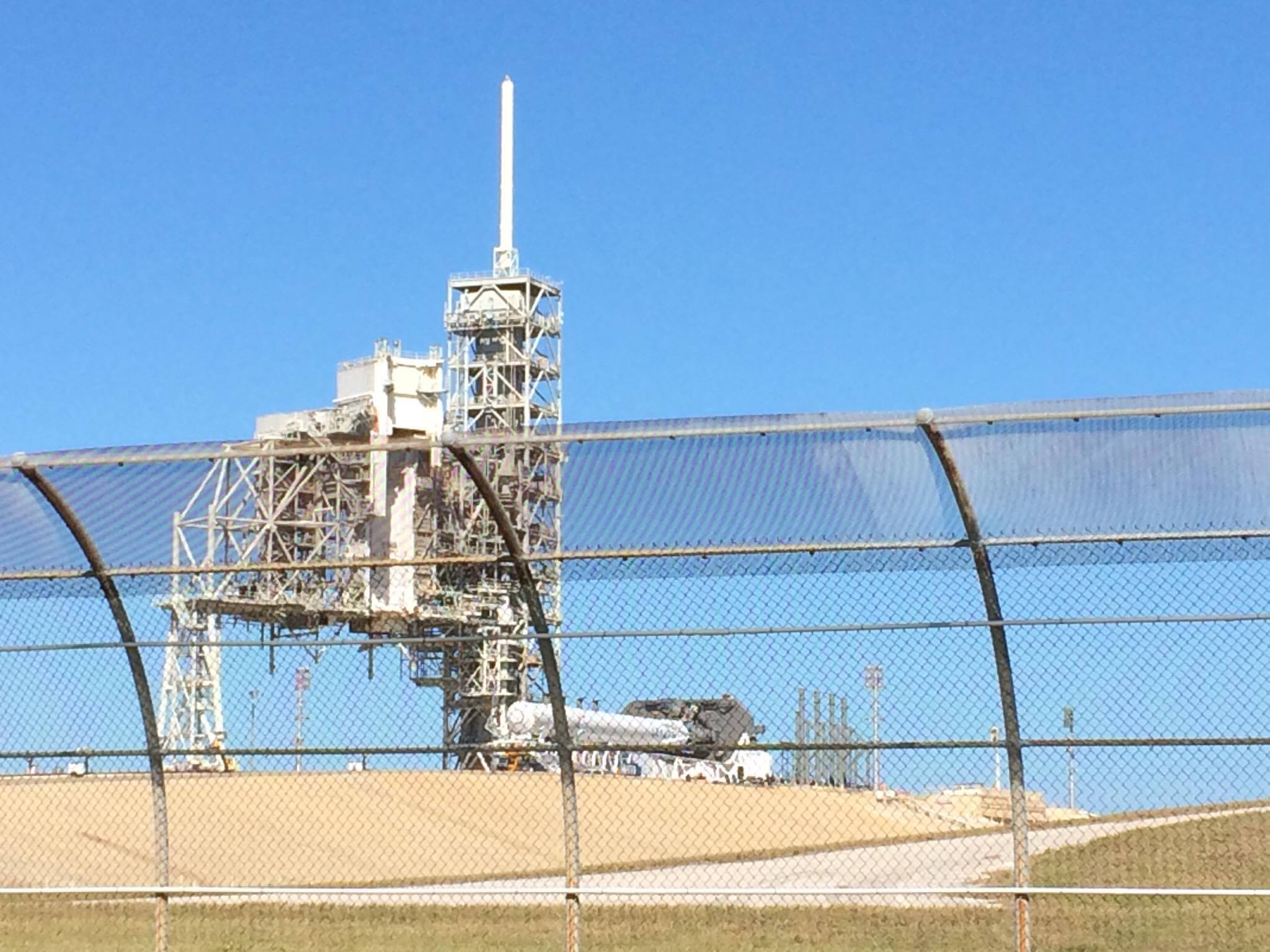The SpaceX Falcon 9 awaiting a static-fire test at Kennedy Space Center Launch Complex 39A