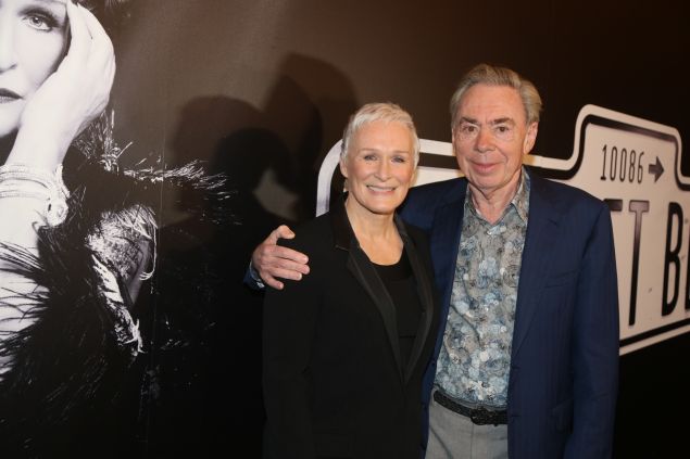 Glenn Close and Andrew Lloyd Weber at a press event for his Broadway adaptation of Sunset Boulevard.