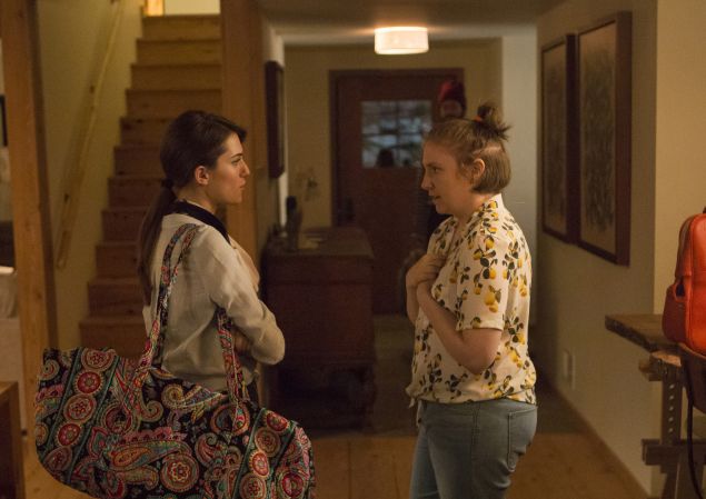 Allison Williams as Marnie Michaels and Lena Dunham as Hannah Horvath.