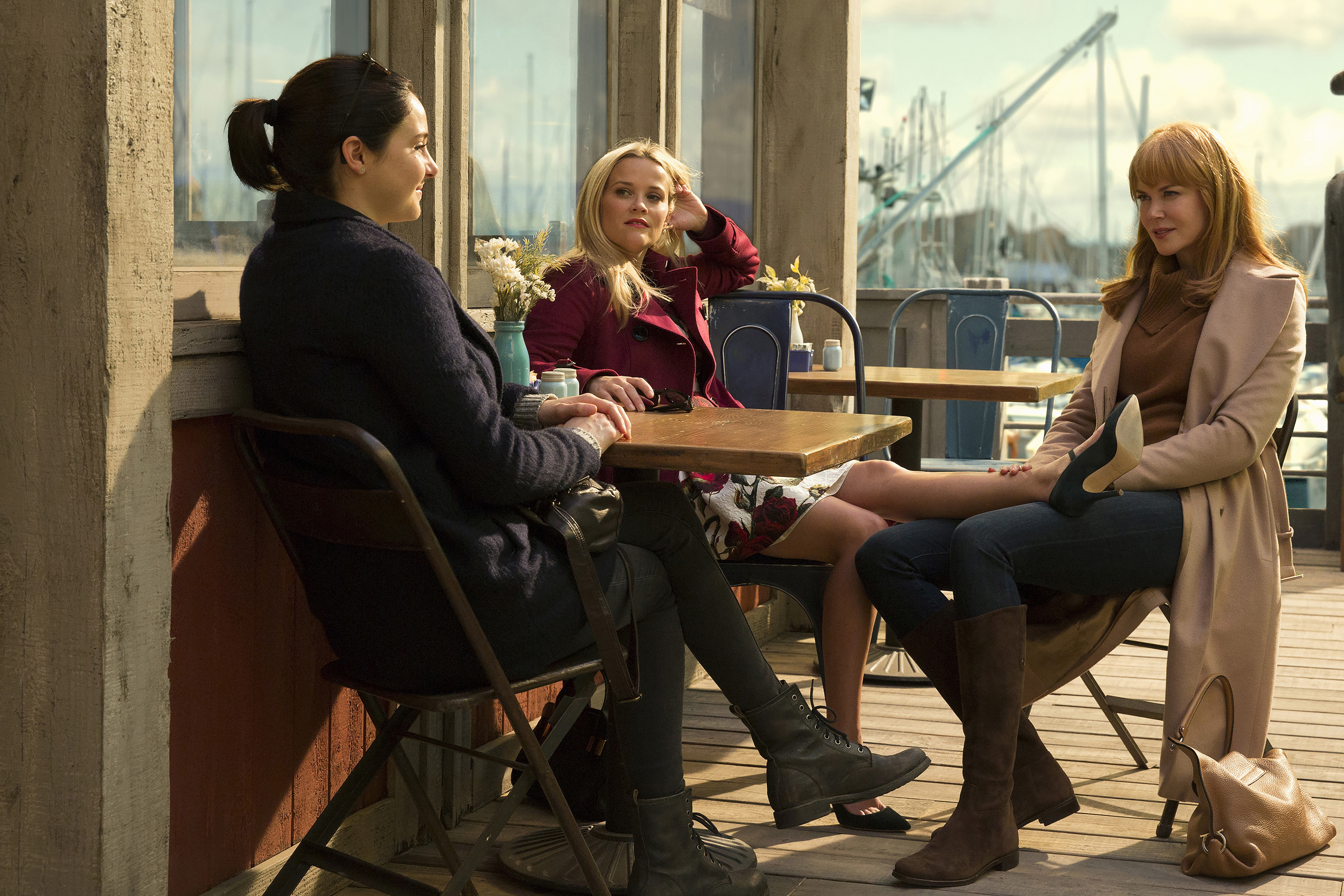 Shailene Woodley as Jane Chapman, Reese Witherspoon as Madeline Martha Mackenzie and Nicole Kidman as Celeste Wright.
