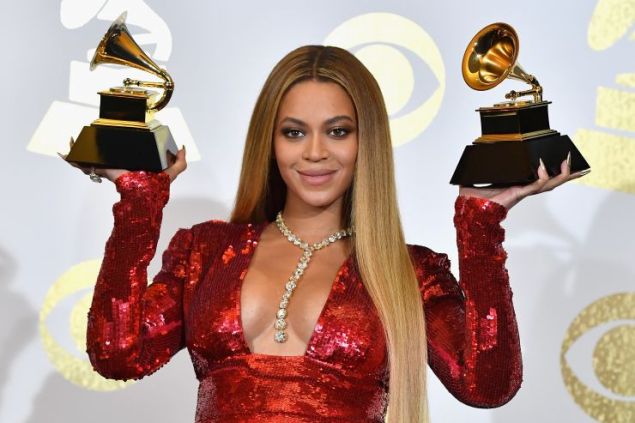 Beyonce at the 59th Grammy Awards. 
