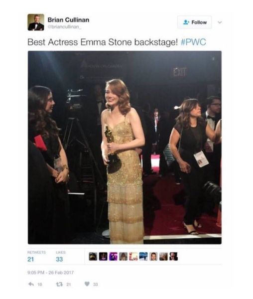 Cullinan tweeted and then deleted this picture of Emma Stone.
