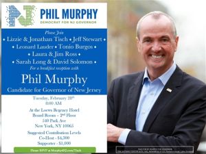 You can meet Phil Murphy at the Loews Regency, which is owned by one of the hosts, Jonathan Tisch—but it'll cost you at least a grand.