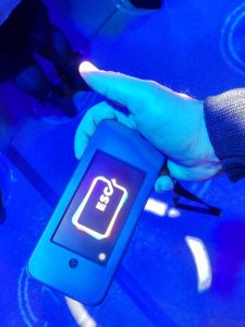 Your correspondent holding one of the iPods as game controllers.