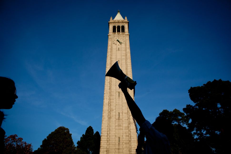 BERKELEY - NOVEMBER 15: University of California, Berkeley students march through campus as part of an "open university" strike in solidarity with the Occupy Wall Street movement November 15, 2011 in Berkeley, California. Teach-outs, workshops, public readings, and marches will culminate in an attempt to re-establish an Occupy Cal encampment that was shut down by police last week.