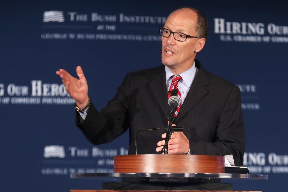 Former Secretary of Labor Thomas Perez, who is the establishment backed candidate for DNC chair.