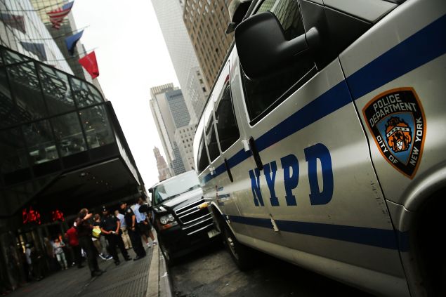 Police are viewed outside of the Grand Hyatt hotel in Manhattan following the mistaken arrest of James Blake, a retired top-10 professional tennis player on September 10, 2015 in New York City.