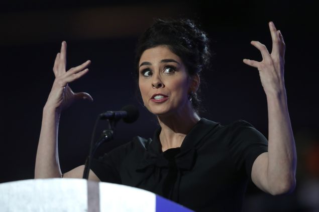 Comedian/actress Sarah Silverman speaks during the first day of the Democratic National Convention at the Wells Fargo Center, July 25, 2016 in Philadelphia, Pennsylvania. 