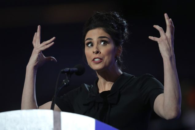 Comedian/actress Sarah Silverman speaks during the first day of the Democratic National Convention at the Wells Fargo Center, July 25, 2016 in Philadelphia, Pennsylvania.