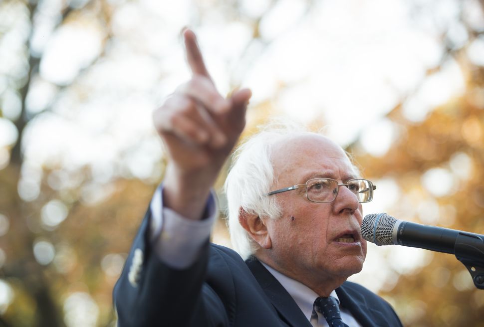 Sen. Bernie Sanders speaks during a rally.