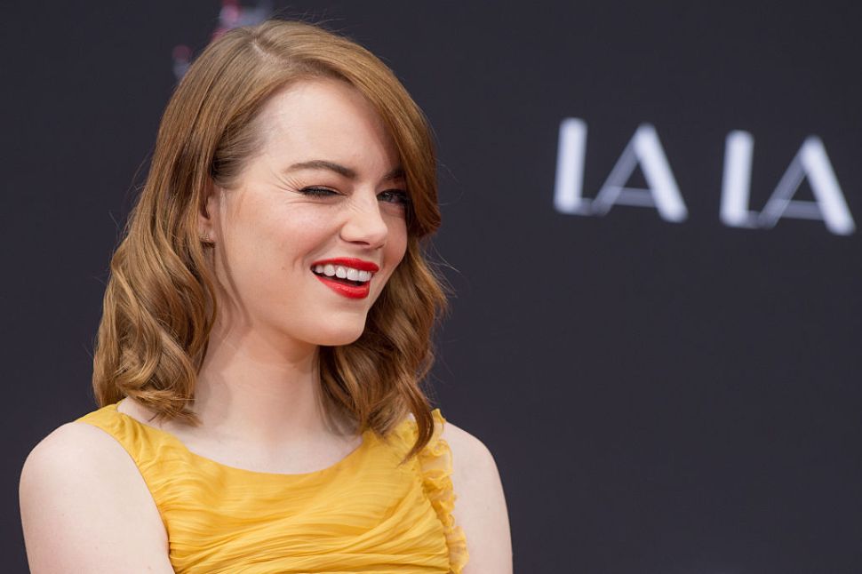 HOLLYWOOD, CA - DECEMBER 07: Actress Emma Stone attends 'Ryan Gosling and Emma Stone hand and footprint ceremony' at TCL Chinese Theatre IMAX on December 7, 2016 in Hollywood, California. (Photo by Emma McIntyre/Getty Images)
