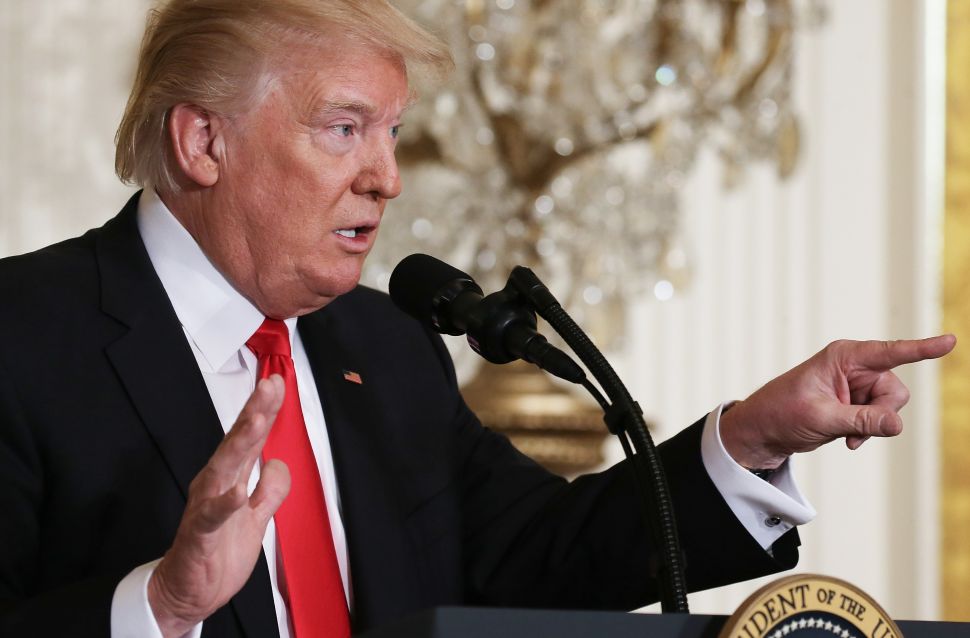 WASHINGTON, DC - FEBRUARY 16: U.S. President Donald Trump speaks during a news conference announcing Alexander Acosta as the new Labor Secretary nominee in the East Room at the White House on February 16, 2017 in Washington, DC. The announcement comes a day after Andrew Puzder withdrew his nomination.