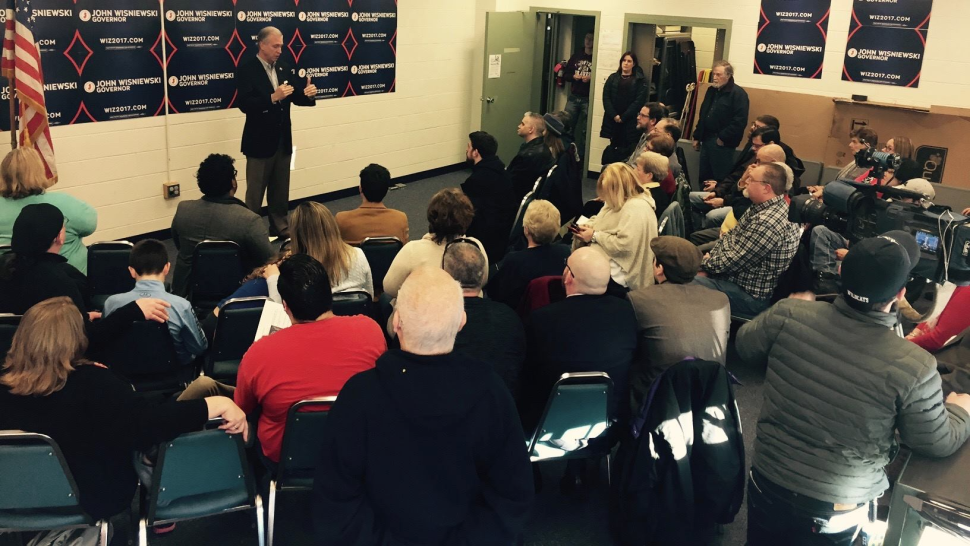 Wisniewski at a campaign forum in Phillipsburg on Saturday.