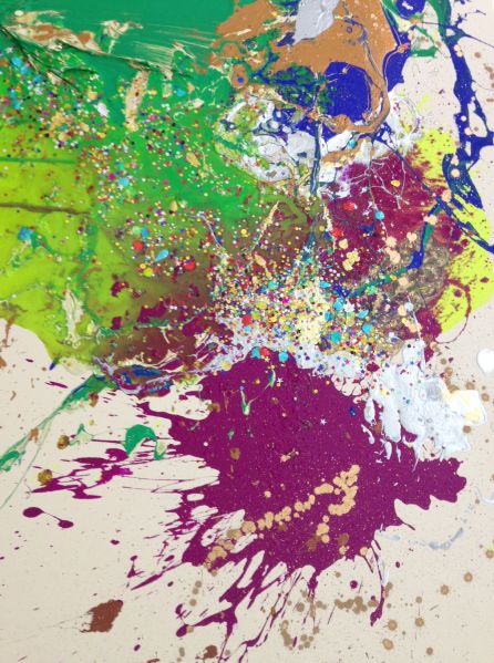 Detail on a recent abstract work on view at Almine Rech.
