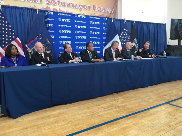 Mayor Bill de Blasio and Police Commissioner James O'Neill shared the city's latest crime statistics at a press conference in the Bronx.