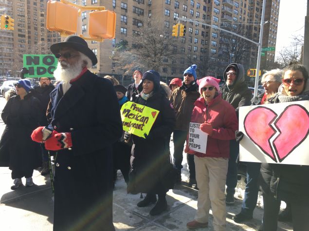 Protesters outside Brooklyn State Senator Jesse Hamilton's office.