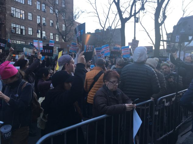 Hundreds of New Yorkers came out to support transgender students in front of the Stonewall Inn.