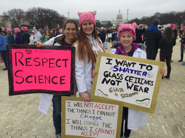 Wendy Bohon (center) with fellow protesters at the Women's March on Washington.