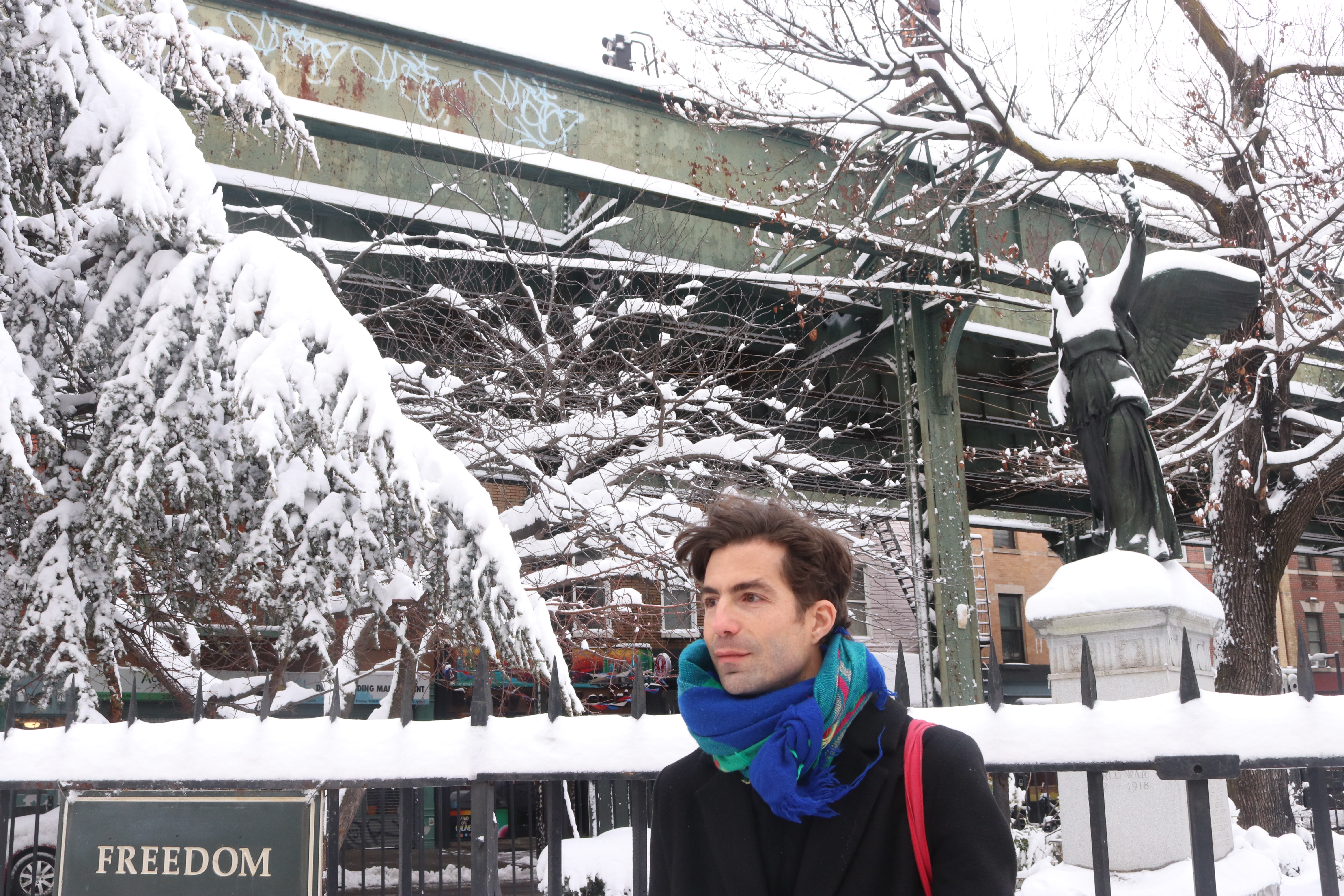 Guy Blakeslee, who records as Entrance, weathering a Bushwick blizzard.