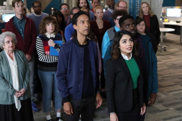 Danny Pudi as Teddy, Vanessa Hudgens as Emily and Ron Funches as Ron.