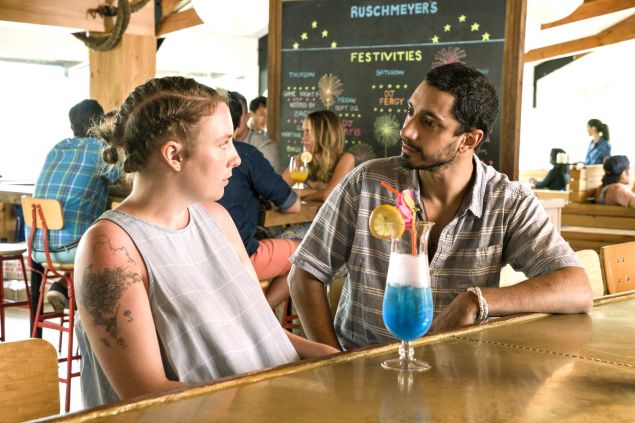 Lena Dunham and Riz Ahmed in the premiere of the final season of GIRLS.