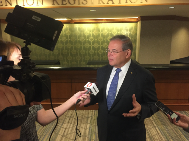 U.S. Senator Bob Menendez of New Jersey talks Trump's first month in office at the "Walk to Washington."