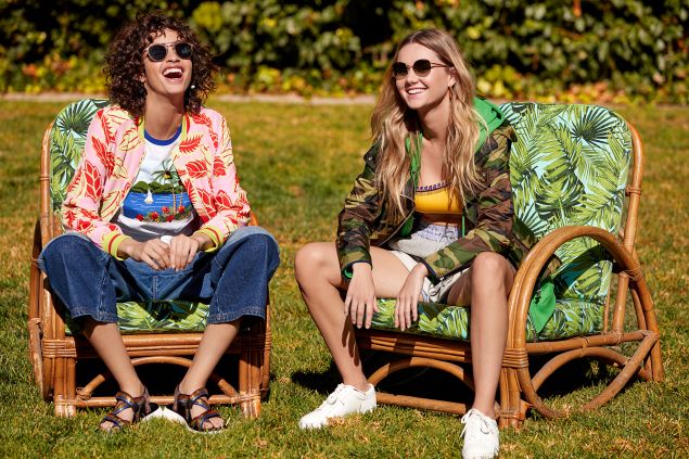 Sunny skater style, modeled by Alanna and Immy.