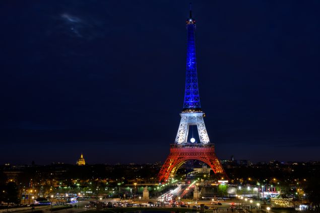 The Eiffel Tower isn't so beautiful when it's surrounded by soccer fans and police in riot gear.