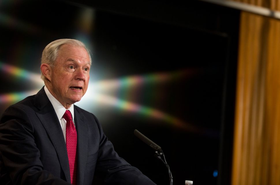 WASHINGTON, D.C. - FEBRUARY 28: U.S. Attorney General Jeff Sessions delivers remarks at the Justice Department's 2017 African American History Month Observation at the Department of Justice on February 28, 2017 in Washington, D.C. The event also included a showing of the documentary "Too Important to Fail: Saving America's Boys."
