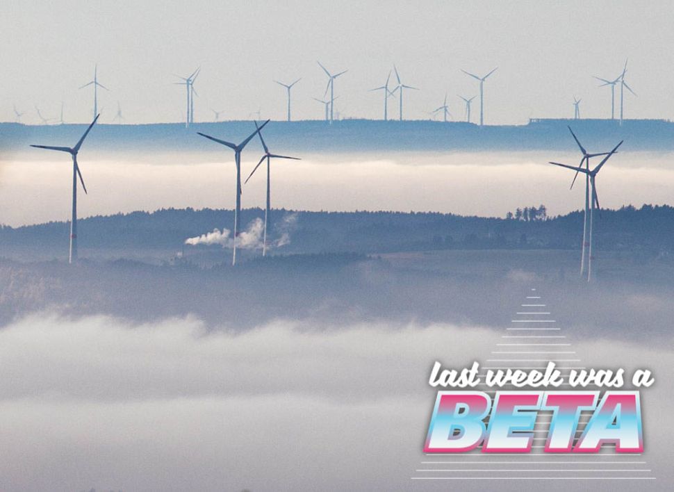 Wind turbines are seen in the Vortaunus area, from the top of the Grosser Feldberg mountain, near Schmitten, central Germany, on a foggy December 07, 2016. / AFP / dpa / Frank Rumpenhorst / Germany OUT (Photo credit should read FRANK RUMPENHORST/AFP/Getty Images)